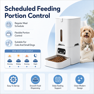 Distributeur automatique intelligent et portable pour animaux de compagnie, blanc et moderne, grande capacité, avec fenêtre de visualisation des aliments et programmation de l'<span class=keywords><strong>alimentation</strong></span> pour chats/chiens - Product Image 6