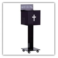 Boîte de don en acrylique roulante Boîte d'offrande-Roulant portable avec roulettes Grande boîte de collecte en acrylique sur roues