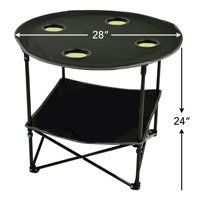 Table pliante de camping d'extérieur en vente en gros, table basse ronde pliable en tissu pour le camping en plein air pour les événements avec sac de transport