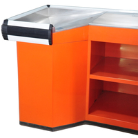 Comptoir de caisse d'épicerie au design moderne et personnalisé, fonctionnel, en coin, pour mini-marché