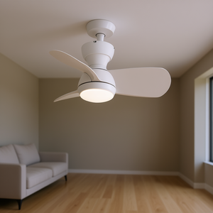 Ventilateur de plafond 23 pouces, moteur DC, 3 pales en ABS, lumière LED, télécommande, blanc, montage encastré, design minimaliste - Product Image 2