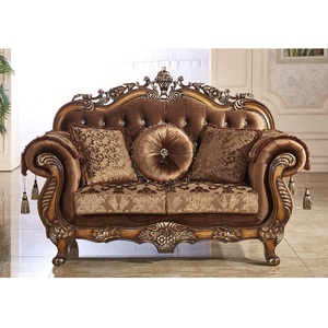 Set Divano Classico Stile Europeo 1+<span class=keywords><strong>2</strong></span>+3 Posti, Lussuoso Arredamento Soggiorno in Legno Massello Intagliato con Rivestimento in Velluto WA548 - Product Image 3
