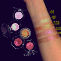 Palette de fards à paupières DIY avec 90 couleurs de pigments pressés multichromes et duochromes en godets ronds, fard à paupières mono et duo chrome