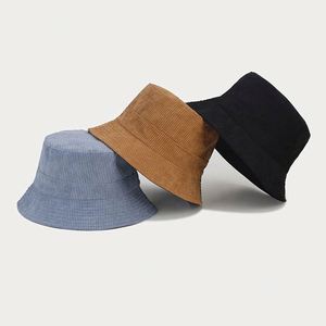 Wholesale Women Men Hot Sale Autumn Spring Women Men <b>Reversible</b> Corduroy <b>Bucket</b> <b>Hat</b> - Product Image 3