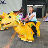 Coche Eléctrico Andador de Dragón para Niños, Scooter de Dinosaurio Animatrónico con Cabeza, Boca y Cola Móviles para Parque de Atracciones