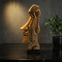 Sculpture artisanale en bois Moai, statue de tête de l'île de Pâques, art tribal, visage abstrait, sculpture sur bois, totem pour la maison moderne ou le bureau