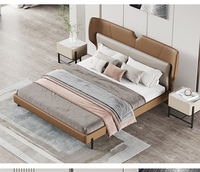 Lit en cuir de luxe moderne italien de style tatami avec rangement, taille king, meubles de chambre à coucher