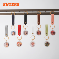 Porte-clés cadre photo transparent en acrylique DIY 35 mm, 100 ensembles de matériaux vierges, 8 couleurs au choix, personnalisation d'image, porte-clés