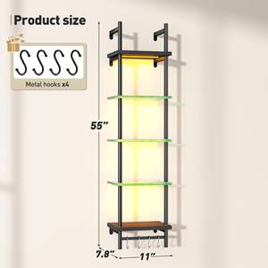 Mensole Galleggianti da Parete con Luci RGB, Ganci Portaoggetti, Design Moderno, Grande Capacità per Camera da Letto, Soggiorno e Vanità - Product Image 2