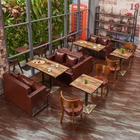 Tables et chaises de café, mobilier de restauration décontracté de style nordique pour salons de thé, restaurants occidentaux, et boutiques de desserts, en PU