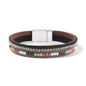 Cord <b>Leather</b> <b>Bracelet</b> Professional Small MOQ Welcome High Hardness Metal Holiday Gift for Women PVD Coating Thickness - Product Image 5