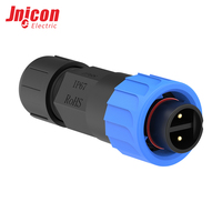 Connecteur circulaire M16 IP67 étanche en nylon, 2 broches, métal surmoulé, raccordement bout à bout pour système d'énergie solaire et micro-ondes