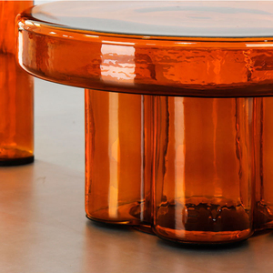 Evelyn <strong>Small</strong> Round <strong>Table</strong> Living Room Green Orange Tempered Glass Combination Movable Creative <strong>Coffee</strong> Side <strong>Table</strong> - Product Image 5