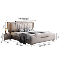 Lit moderne rembourré réglable avec rangement, cadre en bois et revêtement en microfibre, mobilier de chambre populaire