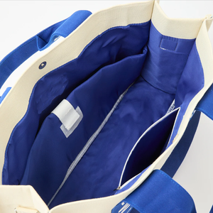 Bolsa de Almacenamiento Personalizada Keymay de Lona Crema con Asa Azul Marino y LOGO Personalizado para Soportes de Títulos, Impermeable, para Mahjong - Product Image 4