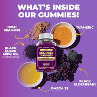 Complément alimentaire naturel végétalien tout-en-un à base d'algues irlandaises, de baies d'églantier et de graines noires en gommes, pour la santé de la peau, des cheveux, du système immunitaire et de la digestion, marque privée OEM