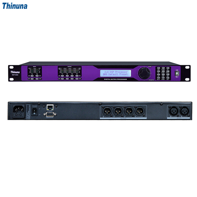Thinuna DAP-0204 Audio System 2in 4out Professional Digital Audio Processor Dsp Audio Processors with Line Output and Input