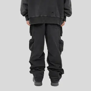 Mens Clothing Manufacturer Custom Mens Cargo Pants Multi Function Pants Washed Utility Trousers Custom Logo