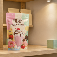 Sachets refermables imprimés en couleur avec fermeture éclair, pour milkshakes, desserts et snacks, personnalisables pour l'emballage alimentaire de détail