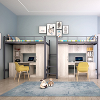 Meubles d'école de conception moderne Lit superposé en métal pour dortoir avec bureau et armoire