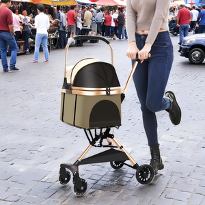 Kereta bayi dapat dilipat, kereta dorong hewan peliharaan sangat ringan untuk anjing dan kucing kecil/sedang dengan roda 4 penggulung halus dan jaring antilembap - Product Image 4
