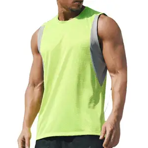 Summer men sports vest sleeveless solid color matching training running bodybuilding quick dry mesh breathe tops t-shirt vest