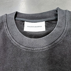 Vente en gros 100% coton T-shirts pour hommes avec logo personnalisé Streetwear Hip Hop vêtements urbains 300gsm imprimé de tissu tricoté lavé lourd - Product Image 5
