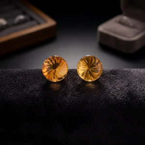 Citrine Faceted Round Ball With Carving Loose <b>Gem</b> <b>Stone</b> - Product Image 2