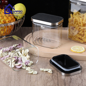Contenants de stockage en verre rectangulaires avec couvercle en acier inoxydable 950 ml, bocaux de stockage en verre borosilicate hauts avec couvercles pour aliments - Product Image 6
