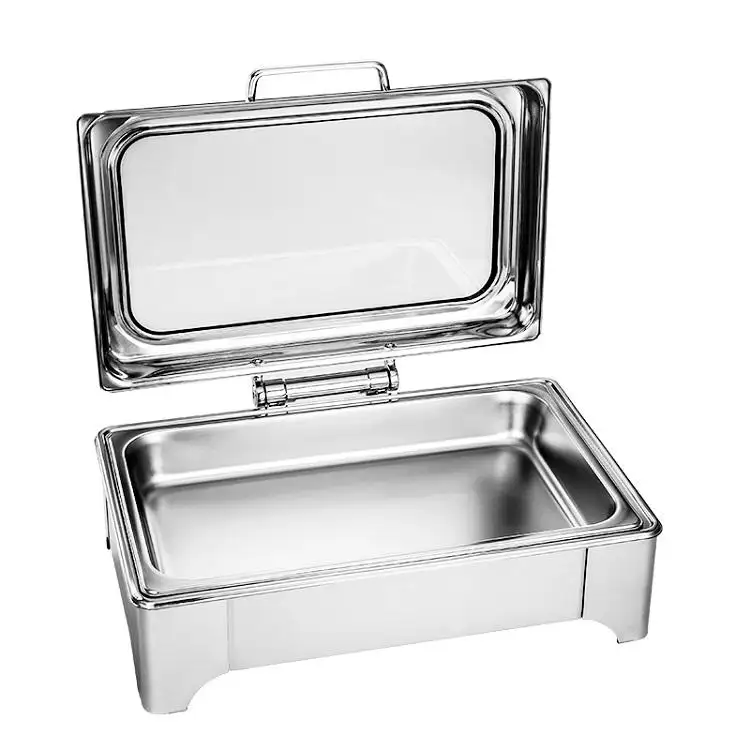 Rectangle Outdoor Food Warmer Stainless Steel Buffet Chafing Dish Restaurant Food Warmer Display