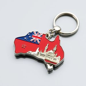 2025 diseño personalizado en forma de Australia con bandera Aleación de Zinc Keytag Australia turista recuerdo llavero llaveros llavero - Product Image 1