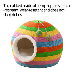 Cama para Gatos de Invierno Totalmente Cerrada, Tipo Domo de Sisal, Resistente a Arañazos, para Uso en Interiores - Product Image 5