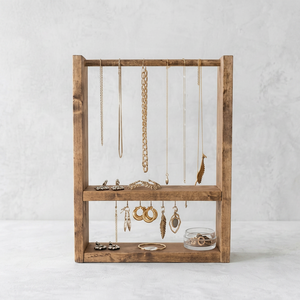 Wooden Jewelry Organizer Rectangular Minimalist Necklace Stand Multi Functional Home <b>Decor</b> for <b>Bedroom</b> Tabletop Display - Product Image 1