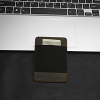 Dompet Kartu Minimalis Kulit Asli dengan Logo Kustom, Tali Elastis Kompak untuk Uang, Tempat Kartu di Saku Depan