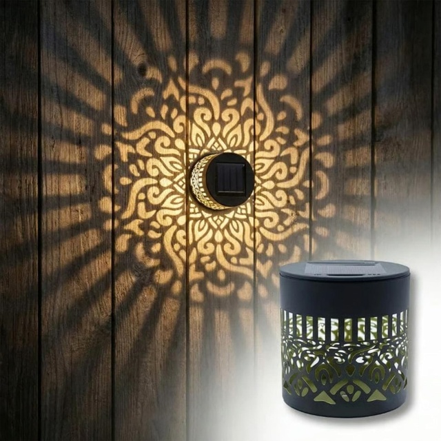 Outdoor Decorative Solar Fence Lights IP44 Waterproof Stainless Steel Art Deco Mandala Theme LED Dimmable Garden Post