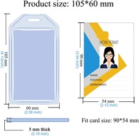 Porte-badge en plastique transparent pour carte d'identité, pochette verticale en PVC, étanche et refermable