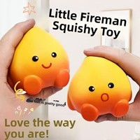 Kleiner Feuerwehrmann-Elf Quetschspielzeug zur Stresslinderung aus PU-Material, Quetschbare Puppe, Figur, Ornament - Sekretär Hu