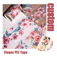 Autocollant floral décoratif Washi en feuille holographique 3D personnalisée, coloré, en PET, en rouleau