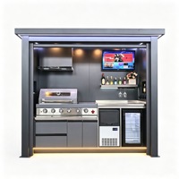 SUBEI Draagbare Waterdichte BBQ Grill Roldeur RVS Keukenmeubel voor Tuin, Hotel, Strand & Kamperen