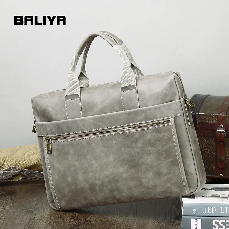 BALIYA tas kantor bisnis Travel Messenger Handbag Custom Logo bahu portabel Laptop bisnis untuk pria lembut tas gaya