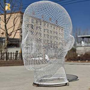 גדול מודרני חיצוני ציון דרך מופשט חוט נירוסטה חוט ראש רשת - Product Image 5