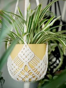 Décoration d'<span class=keywords><strong>intérieur</strong></span> et d'extérieur rustique style bohème, porte-<span class=keywords><strong>plante</strong></span> suspendu fait main en macramé, <span class=keywords><strong>support</strong></span> de <span class=keywords><strong>pot</strong></span> en crochet - Product Image 4