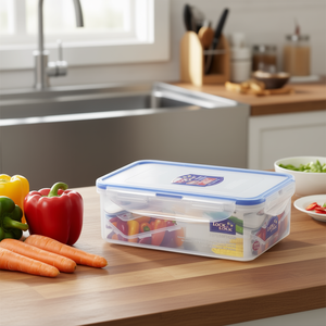 กล่องเก็บอาหารล็อคแอนด์ล็อค 1 ลิตร ปลอดสาร BPA รูปทรงสี่เหลี่ยมผืนผ้า พร้อมฝาปิด สำหรับเตรียมอาหารและใช้ในครัว - Product Image 3