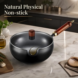 Wok Profundo para Saltear con Mango Antideslizante y Tapa de Vidrio Templado para Cocina Casera - Product Image 4