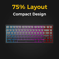 Teclado Mecánico Inalámbrico MCHOSE G75 Pro, Diseño 75%, Montaje Gasket, 5 Capas de Amortiguación, Retroiluminación RGB, Tri-Modo, Interruptores Intercambiables en Caliente