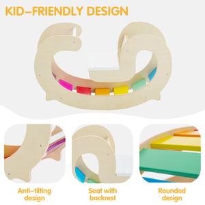 <span class=keywords><strong>Balance</strong></span> Board Crèche Bébé Escalade Interactive Jouet Éducatif Intérêt <span class=keywords><strong>Chaise</strong></span> à Bascule Arc-<span class=keywords><strong>en</strong></span>-ciel <span class=keywords><strong>en</strong></span> <span class=keywords><strong>Bois</strong></span> pour Enfants - Product Image 6