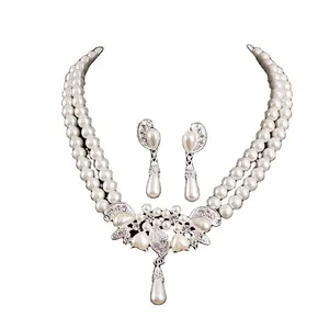 Meilleur design en argent, boucles d'oreilles et collier de mariée en perles indiennes, ensemble de bijoux