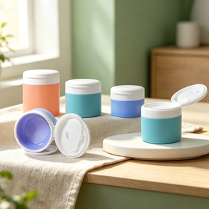 Pot en PP givré personnalisé de 50/100/200 ml, à double paroi et à large ouverture, pour crème cosmétique, crème pour le visage, gommage corporel - Product Image 1