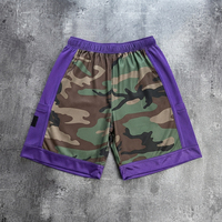 Shorts de sport en satin camouflage pour homme, en polyester, avec blocs de couleurs personnalisés, style patchwork, pour l'été