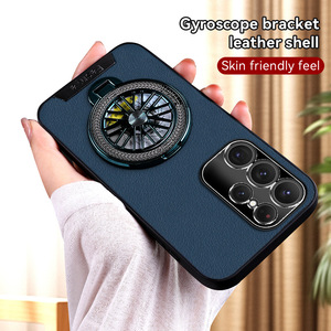 L'étui de téléphone S24 Ultra Gyroscope Stand S + A16 avec des trous fins Texture en cuir uni A05S est simple et élégant - Product Image 5